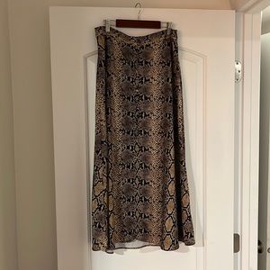 ZARA Snakeskin Print Midi Skirt